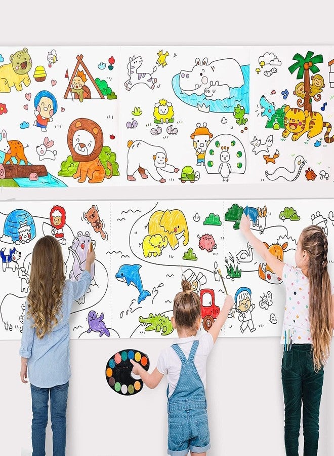 YEKDA 6 Pcs Rainbow Pencils With Drawing Paper Roll for Kids | Paper Roll Sheet Wall Stickers, 30X300 CM Large Poster for Animal World | Rainbow Colored Pencil Art Supplies for Girls Boys - Image 2